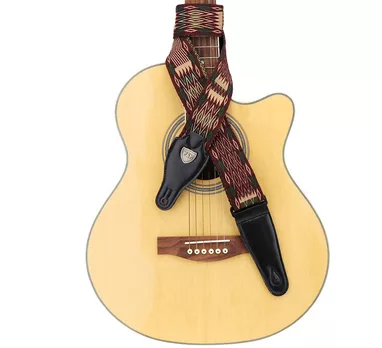 en cuir véritable pour basse Apollo Red Sangle de guitare électrique de 6 cm réglable de Bestsounds/de style Hootenanny en coton tissé tressé avec nœud 
