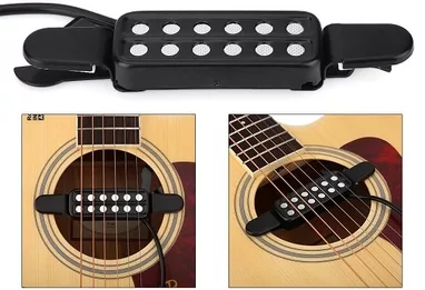 micro noir avec accordeur de volume et de tonalité Micro magnétique 12 trous avec kit daccordeur de tonalité de volume pour guitare acoustique pour guitare acoustique Micro guitare 