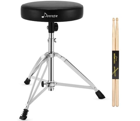 Tabouret De Batterie Roland RDT-R - Assise Ronde En Velours, Réglable En Hauteur - Stable Et Confortable